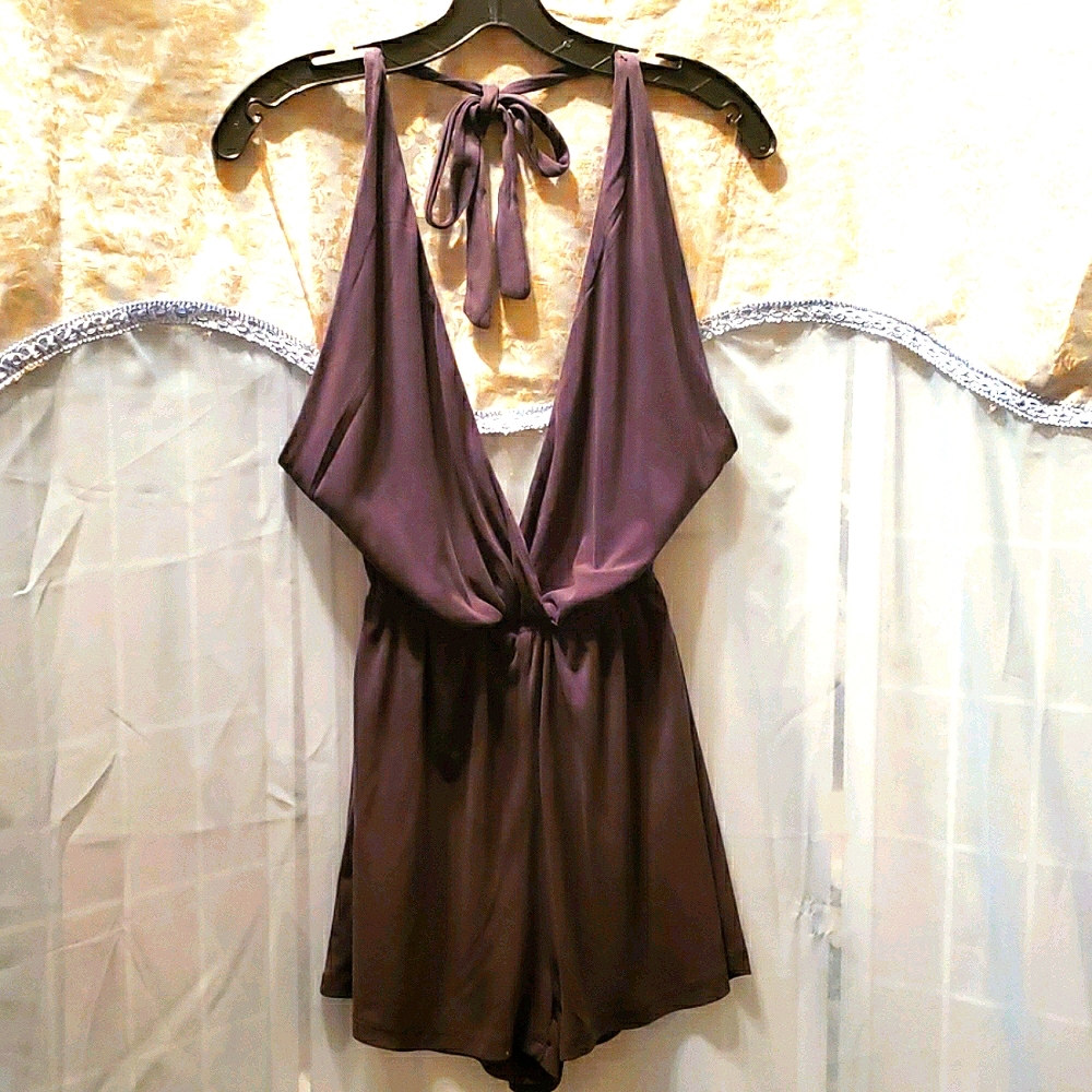 EL BLOOM BLUE HALTER ROMPER SZ S
